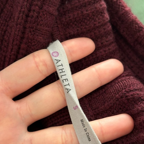 🩷ATHLETA MERINO COLD SPELL HOODIE SWEATER MAROON BURGUNDY SIZE SMALL WINTER - Picture 6 of 9